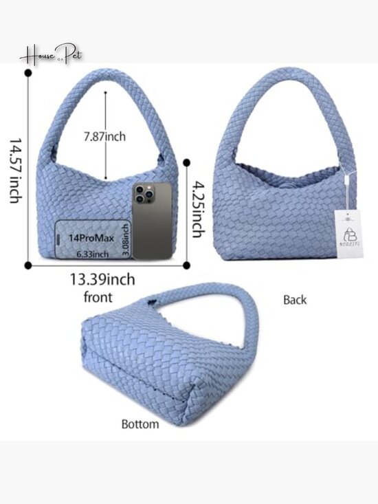 Woven Vegan Leather Shoulder Bag - Mini Underarm Hobo Purse  Vegan Leather Woven Tote Bag with Shoulder Strap, Mini Purse for Daily Use